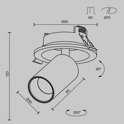 Встраиваемый светильник Ceiling FOCUS LED 7W, 3000K, Черный (Maytoni Technical, C071CL-7W3K-B) - Amppa.ru