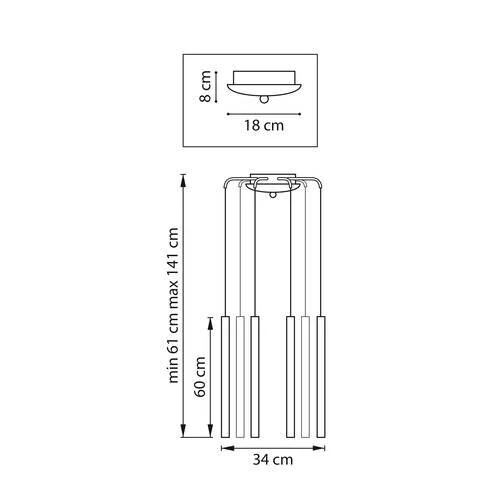 Подвес, Tubo, LED 40W, 4000K, Золото и Золото, Матовый (Lightstar, L8T747343) - Amppa.ru